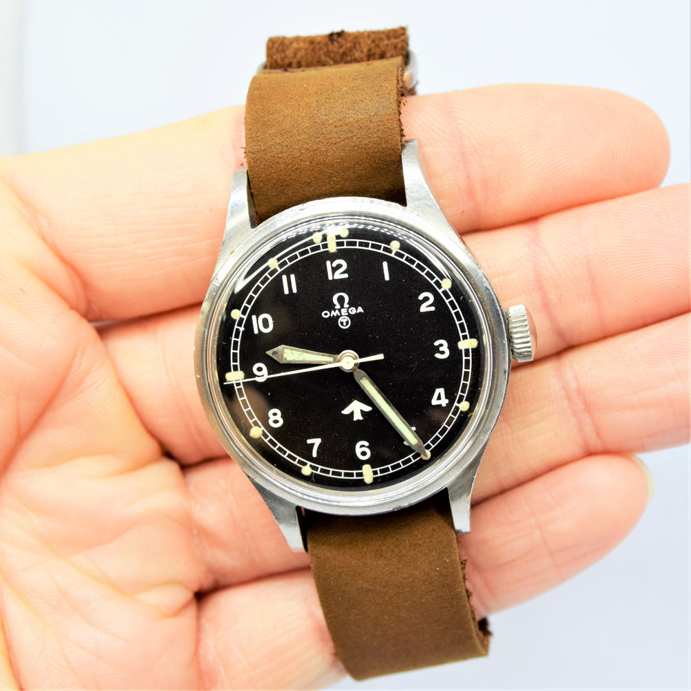 1953 Rare and Original Omega 6B/542 British Military Issue RAF "Fat Arrow" Wristwatch