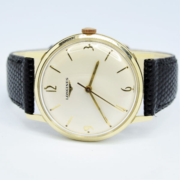 1958 Longines Solid 9ct Gold Dress Watch with Mixed Baton and Arabic Numerals Model 7089 Cal 19.4s