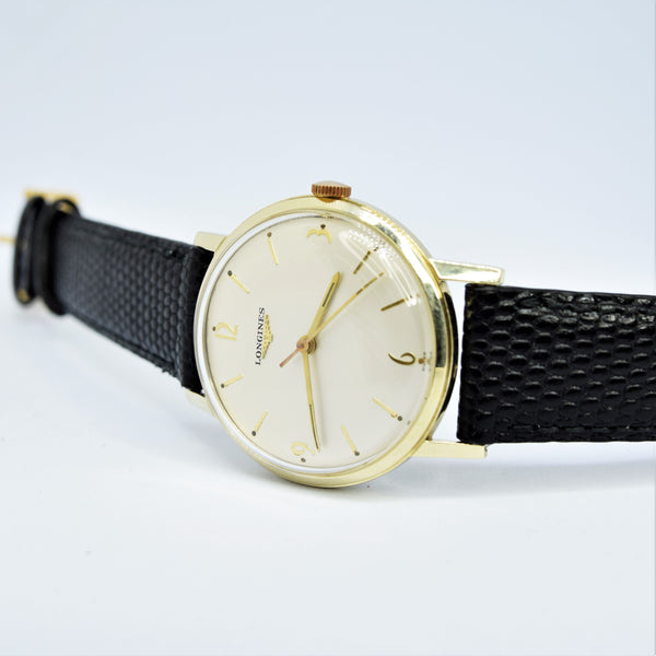 1958 Longines Solid 9ct Gold Dress Watch with Mixed Baton and Arabic Numerals Model 7089 Cal 19.4s