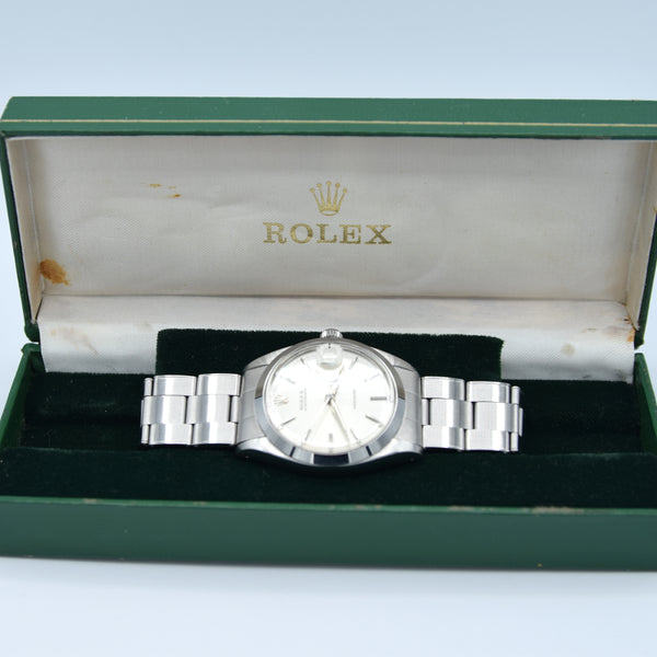 1963 Rolex Oyster Date Precision Classic Model 6694 with Stunning Silver Dial and Chrome Markers in Stainless Steel on Riveted Oyster Bracelet with Box