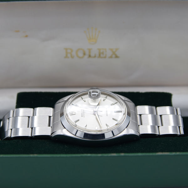 1963 Rolex Oyster Date Precision Classic Model 6694 with Stunning Silver Dial and Chrome Markers in Stainless Steel on Riveted Oyster Bracelet with Box