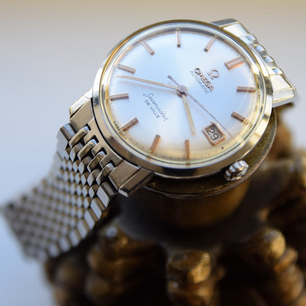 1963 Omega Automatic Seamaster Deville Date with Original Beads of Rice Type Bracelet Model 14910 Stainless Steel
