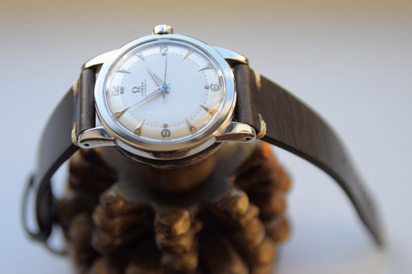 1949 Omega Automatic Bumper with Fabulous Original Two Tone Dial Model 2577 in Stainless Steel