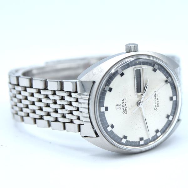 1969 Omega Seamaster Cosmic Day/Date Model 166.036 in Stainless Steel Monocoque Case on Beads of Rice Bracelet