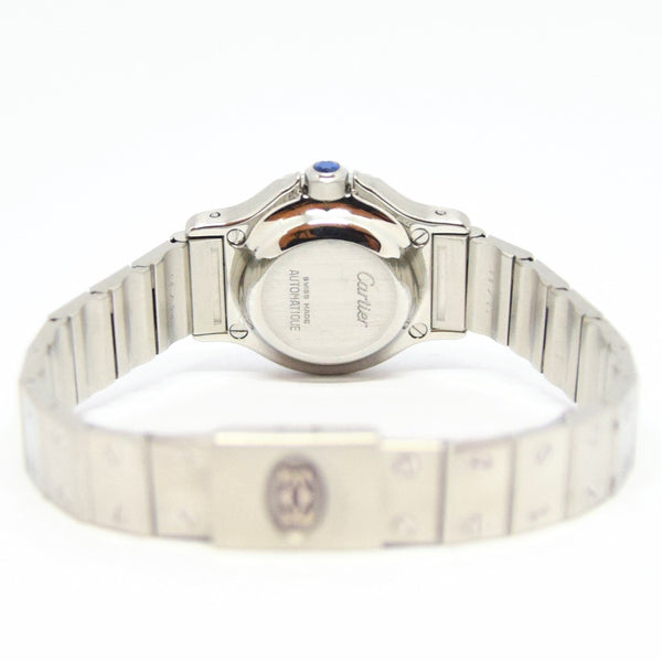 1980s Ladies Cartier Santos Octagonal Classic Automatic in Stainless Steel on Bracelet with Box, Papers and Service History