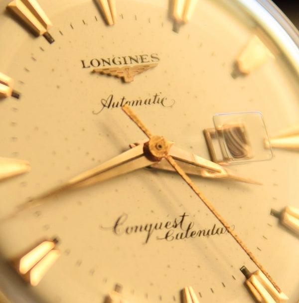 Longines Stunning Gold capped Conquest Calendar Wristwatch Model 9007 - Dated 1959 with Original Box