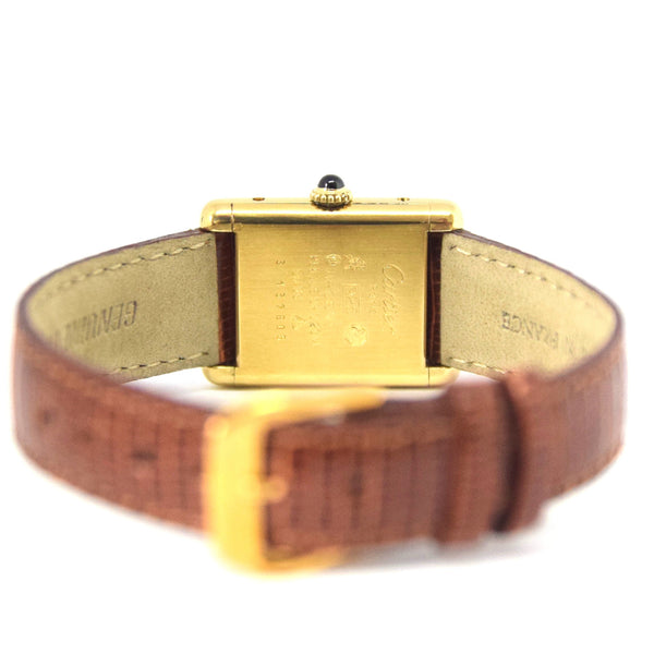 1970s Cartier Ladies Tank Mechanical Manual Wind with Black Onyx-Type Dial