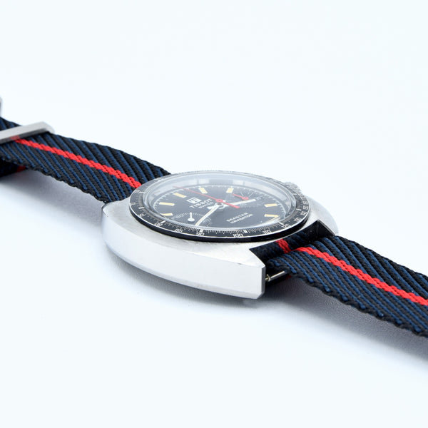 1974 Tissot Seastar Navigator Chronograph Wristwatch Model 40522 in Stainless Steel with Stunning Black Dial