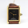 1970s Cartier Ladies Tank Mechanical Manual Wind with Black Onyx-Type Dial