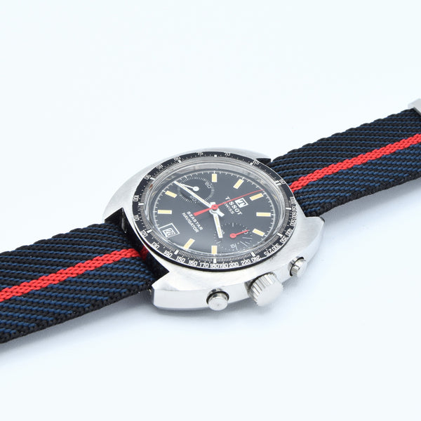 1974 Tissot Seastar Navigator Chronograph Wristwatch Model 40522 in Stainless Steel with Stunning Black Dial
