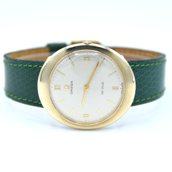 1968 Rare Omega Unisex Oval De Ville Dress Watch in Solid 9ct Gold English Case Model 1115495