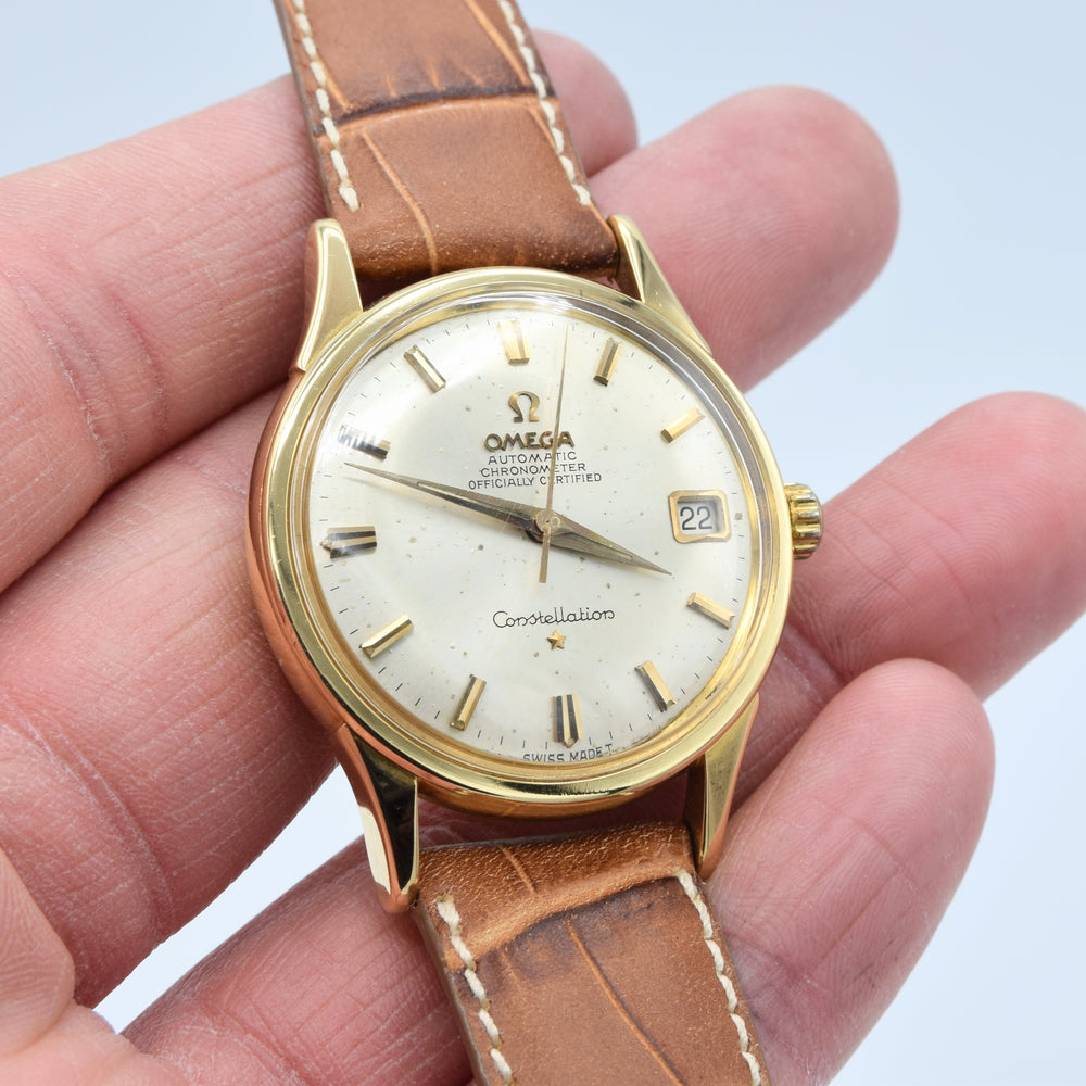 1966 Omega Constellation Date Automatic Chronometer Model 1685416 in 18ct Gold Case with Box and Papers