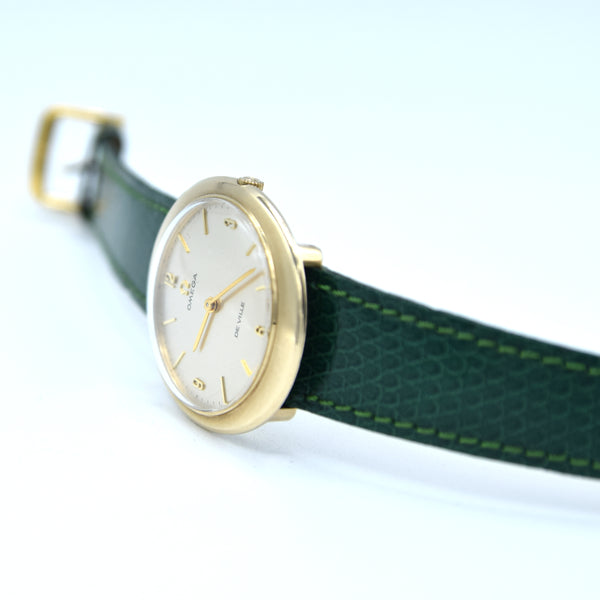 1968 Rare Omega Unisex Oval De Ville Dress Watch in Solid 9ct Gold English Case Model 1115495