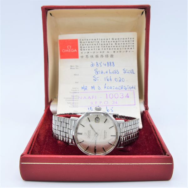 1964/5 Omega Automatic Seamaster De Ville Model 166.020 in Stainless Steel on Bullet Bracelet with Box and Papers