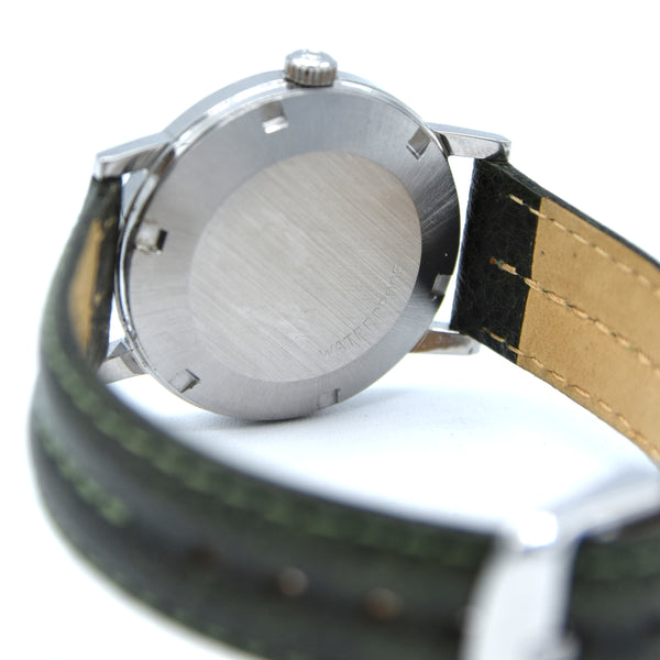 1971 Omega Genève Automatic with Satin Silver Sunburst Dial and Onyx Inset Markers in Stainless Steel Model 165.070