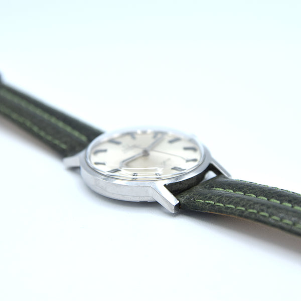 1971 Omega Genève Automatic with Satin Silver Sunburst Dial and Onyx Inset Markers in Stainless Steel Model 165.070