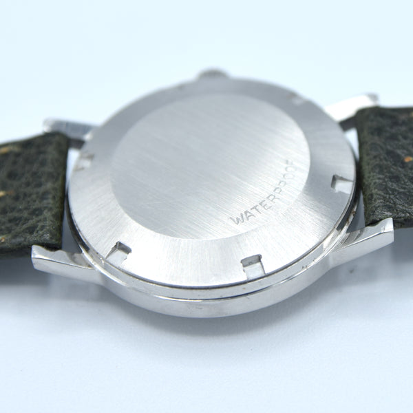 1971 Omega Genève Automatic with Satin Silver Sunburst Dial and Onyx Inset Markers in Stainless Steel Model 165.070