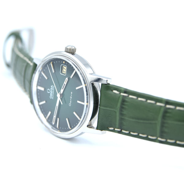 1973 Omega Genève Automatic Date Model 166.0163 with Stunning Rare Electric Green 'Fumé' Dial