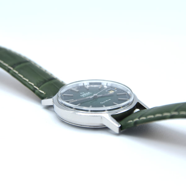 1973 Omega Genève Automatic Date Model 166.0163 with Stunning Rare Electric Green 'Fumé' Dial