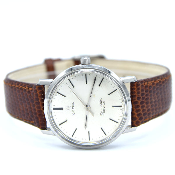 1965 Omega Seamaster Sharp Slim De Ville Model 136.020 with Even Patina Dial 33.5mm