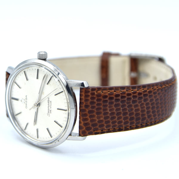 1965 Omega Seamaster Sharp Slim De Ville Model 136.020 with Even Patina Dial 33.5mm