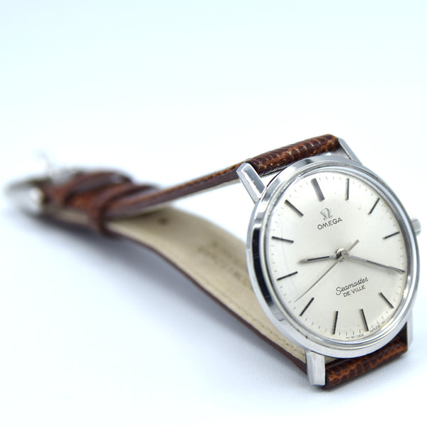 1965 Omega Seamaster Sharp Slim De Ville Model 136.020 with Even Patina Dial 33.5mm