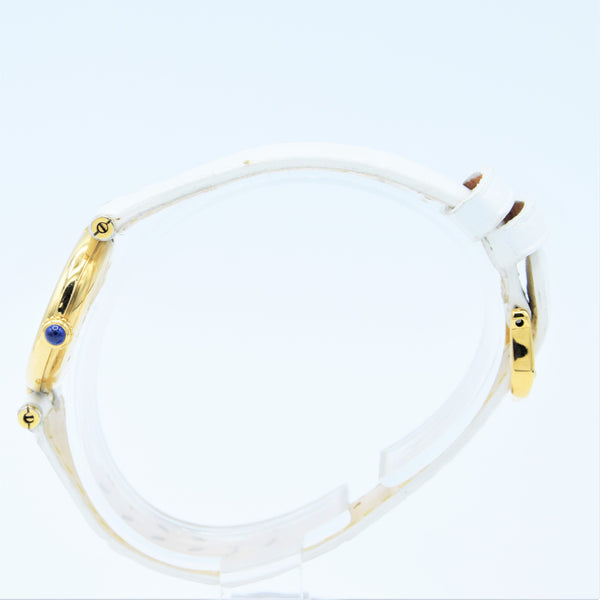 1990s Ladies Cartier 'Must de' Ronde Vendôme with Tri-Colour Dial in 925 Silver Gilt Vermeil Case