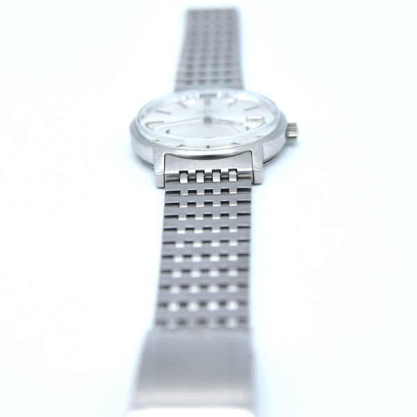 1980-81 Omega Manual Wind Date Dress Watch Model 136.0104 in Stainless Steel on Bracelet with Box and Papers