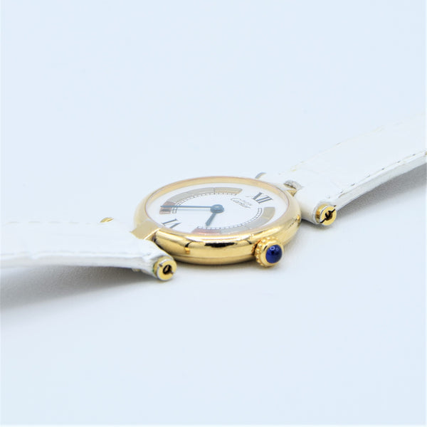 1990s Ladies Cartier 'Must de' Ronde Vendôme with Tri-Colour Dial in 925 Silver Gilt Vermeil Case