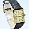 1990s Classic Cartier Quartz Tank with Roman Numerals Dial in 925 Silver Gilt Vermeil