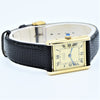 1990s Classic Cartier Quartz Tank with Roman Numerals Dial in 925 Silver Gilt Vermeil