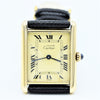 1990s Classic Cartier Quartz Tank with Roman Numerals Dial in 925 Silver Gilt Vermeil