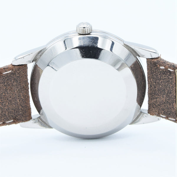 1959 Omega Rarer Geneve Calendar Automatic with Cross Hair Two Tone Dial and Central Seconds in Stainless Steel Model 2982