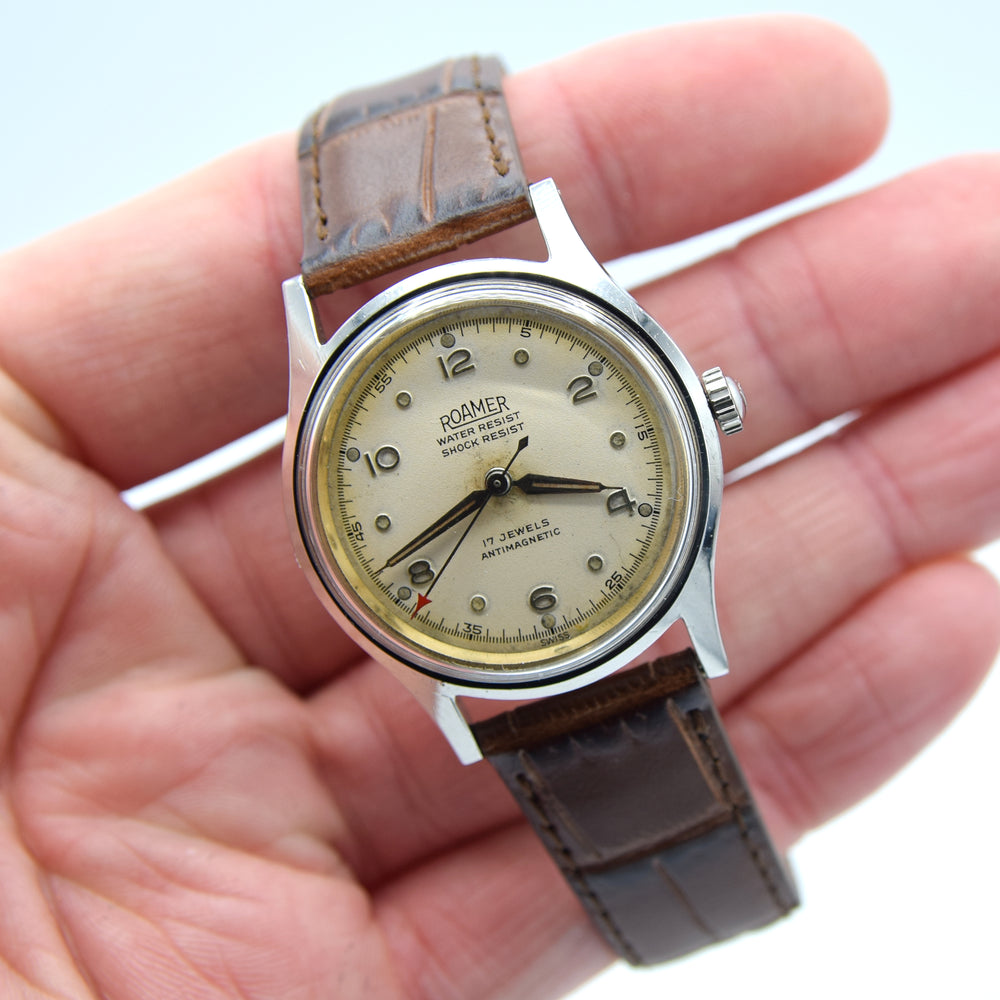 1950s Roamer Brevete with Mixed Arabic Dial Model 215999 in 32.5mm Stainless Steel Case