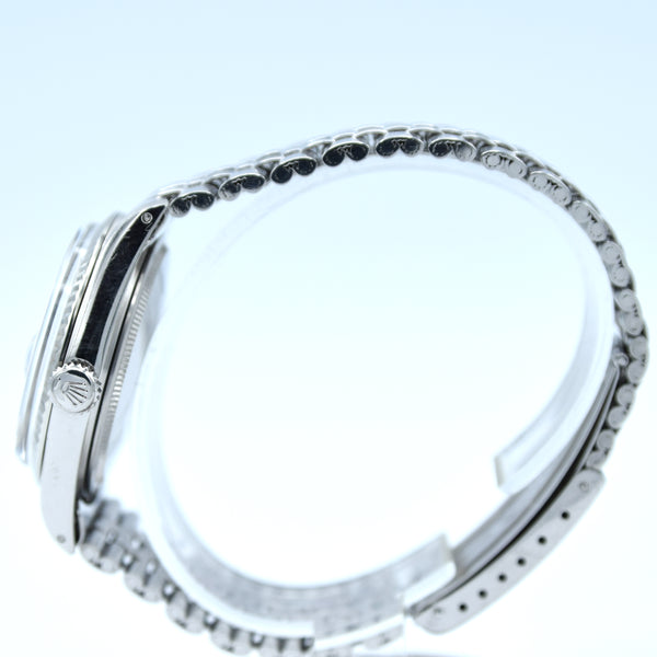 1971 Sharp Rolex Oyster Perpetual Datejust with White Gold Fluted Bezel Model 1601 in Stainless Steel on Jubilee Bracelet