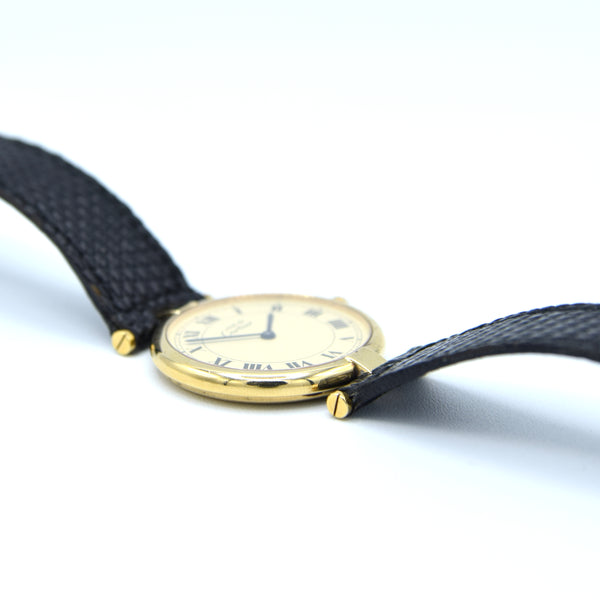 1990s Cartier 'Must de' Unisex Ronde with Roman Numeral Ivory Dial and Vendôme Lugs in 925 Sterling Silver Gilt Vermeil Case