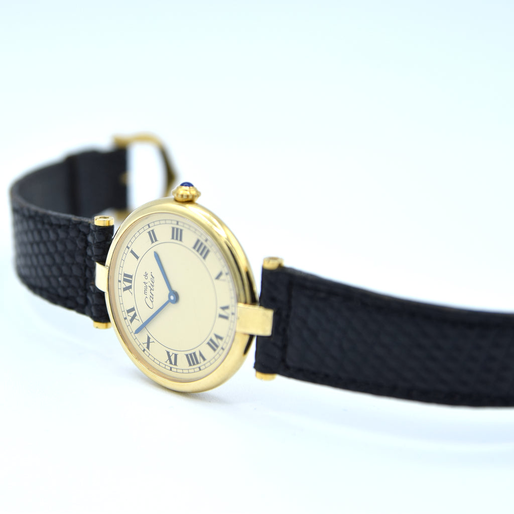 1990s ladies Cartier 'Must de' Ronde with Art Deco Numerals in 925 Sterling Silver Case Model 1806 main image 1