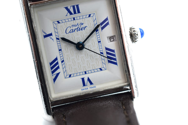 2001 Classic Cartier Full Size Tank with Date & Deployment Buckle Model 2414 with Box and Papers