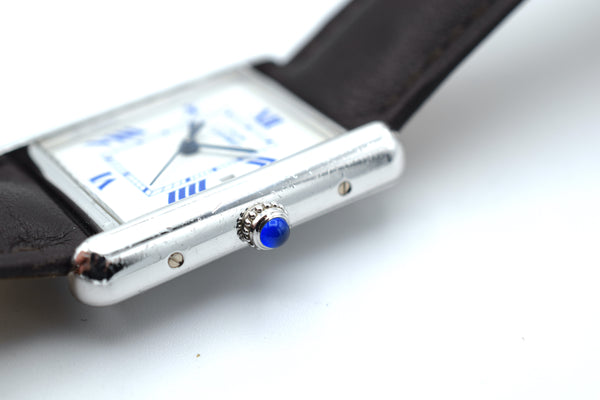 2001 Classic Cartier Full Size Tank with Date & Deployment Buckle Model 2414 with Box and Papers