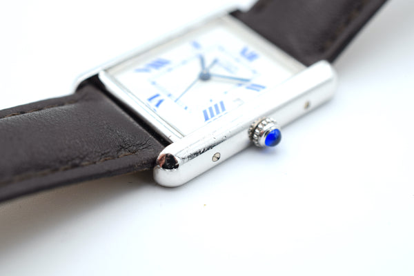 2001 Classic Cartier Full Size Tank with Date & Deployment Buckle Model 2414 with Box and Papers