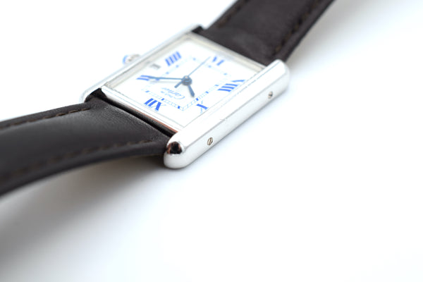 2001 Classic Cartier Full Size Tank with Date & Deployment Buckle Model 2414 with Box and Papers