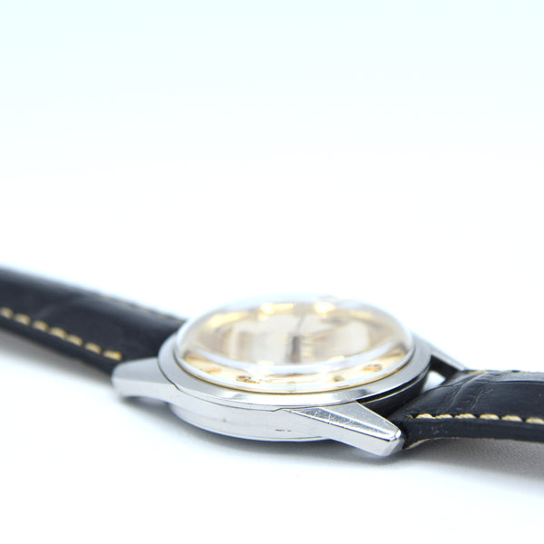 1959 Omega Seamaster Automatic Date Wristwatch Model 14710 with Original Off-White Dial in Stainless Steel