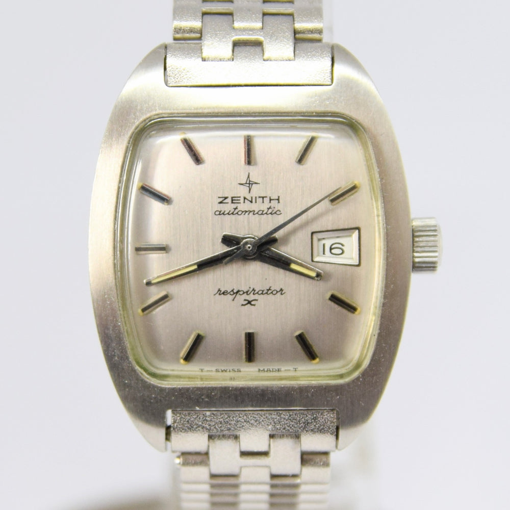 1970s Like New Ladies Zenith Automatic Respirator with Graphite Dial in Stainless Steel with NSA Bracelet