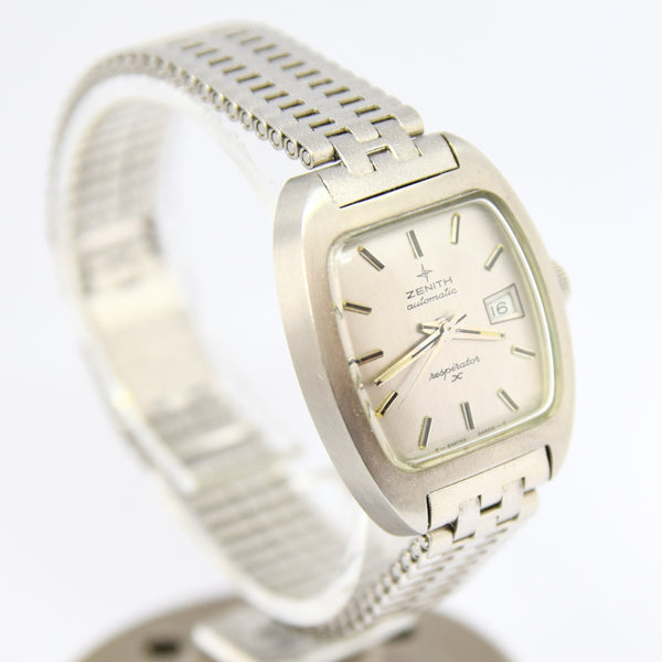 1970s Like New Ladies Zenith Automatic Respirator with Graphite Dial in Stainless Steel with NSA Bracelet