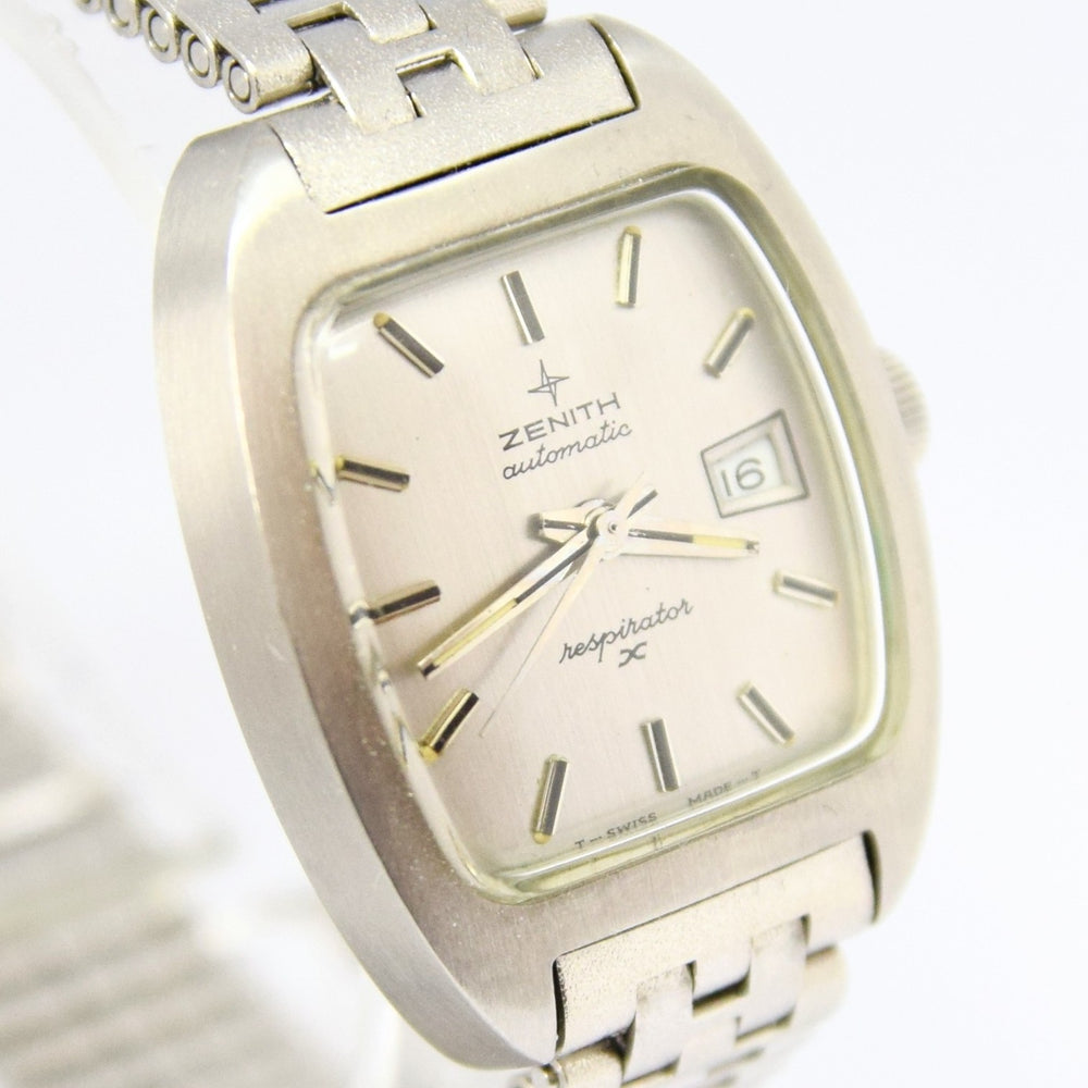 1970s Like New Ladies Zenith Automatic Respirator with Graphite Dial in Stainless Steel with NSA Bracelet
