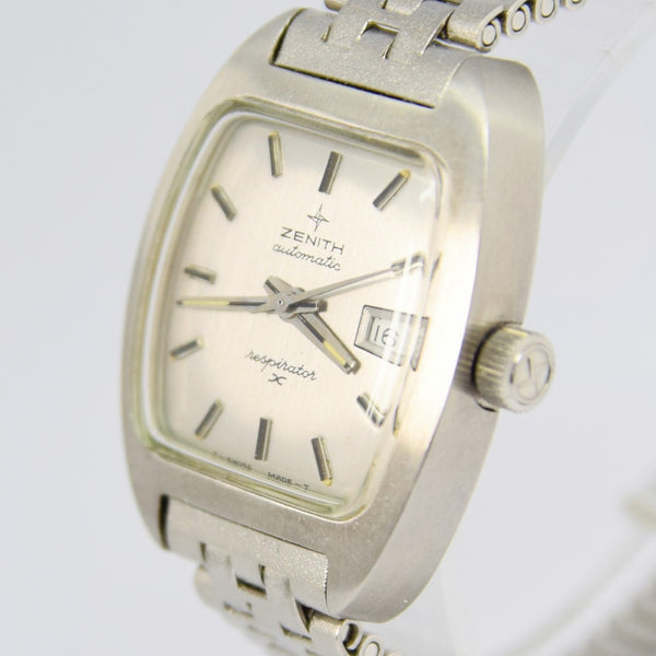 1970s Like New Ladies Zenith Automatic Respirator with Graphite Dial in Stainless Steel with NSA Bracelet