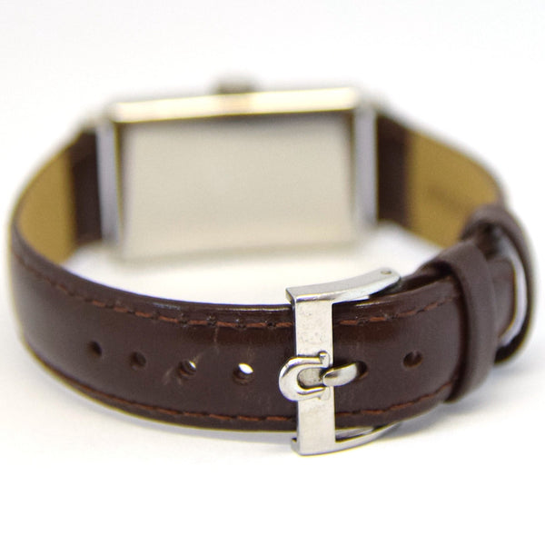 1930s Omega with a Stunning Two Tone Dial Cal T17 in Rectangular Deco-Style Wristwatch in Staybrite Steel Case