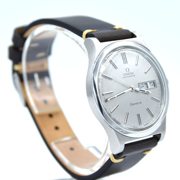 1972 Omega Genève Automatic Day/Date in Stainless Steel Model 166.0169 with Original Omega Buckle, Box and Papers