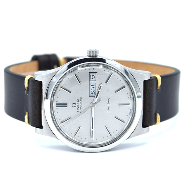 1972 Omega Genève Automatic Day/Date in Stainless Steel Model 166.0169 with Original Omega Buckle, Box and Papers