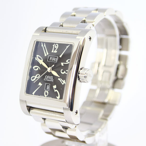 2000 Oris Miles Automatic Day Date Model 585.7525.4002 in Stainless Steel on Bracelet Deco Luminous Numbers